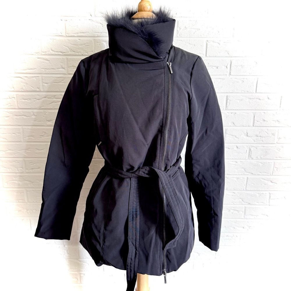MaxMara Weekend Allure Heavy Padding Black Coat with Fur Women’s Size 8